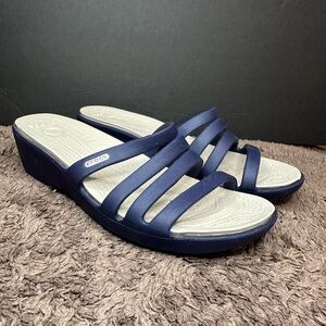 Crocs Navy Blue Wedge Sandals